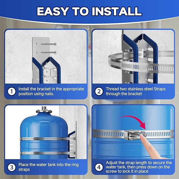 Expansion Tank Mounting Bracket with Cushion Pad, Universal Water Heater Straps, Supports 5 Gallon or up to 13-inch Diameter Hot Water Tanks,Boiler Expansion Tank, Propane Tank-2 Set