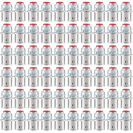 60 Pack Metal-Clad Cable Connectors, 3/8" Snap in Connectors Zinc Electrical Conduit Cable Connector for Steel and Aluminum Cables, Knockout Size 1/2'' Steel Construction