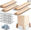 Blulu 1 Set 6" Newel Post Mounting Kit 4 Pcs L Bracket Metal Post Anchor with 4 Pcs Red Oak Wood Trim Deck Base Fasteners for Fastening Handrails Balustrades to Stairs and Floors