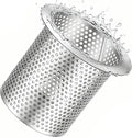 4" Diameter Commercial Floor Drain Strainer 4" Tall Perforated Cylindrical Mesh 316 Stainless Steel Drain Basket with Carry Handle –Heavy-Duty, for Restaurants, Kitchens, Factories