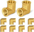 10-PCs HeSun Brass Pipe Fitting, 3/8" x 3/8" NPT Female 90-Degree Barstock Street Elbow