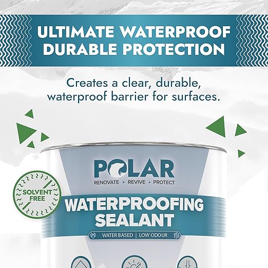 Polar Waterproofing Sealant - 33 Fl Oz - Clear Invisible Finish - Outdoor Waterproof Coating for Interior & Exterior Wood, Brick, Stone Surfaces, Concrete Tile & Grout - One Coat Waterproof Protection