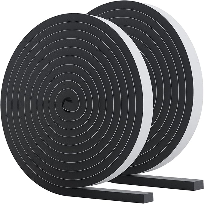 33 Feet Weather Stripping Seal for Doors and Windows Insulation Strip Weatherproof Self Stick Seal 5/16" x 3/4" Soundproof High Density Foam Insulation Tape Adhesive