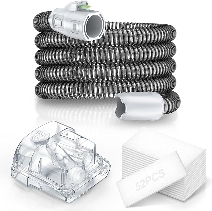 Improved Version Climate Line Air Hose & Water Chamber Compatible with Airsense 11 and Aircurve 11 Only, Comes with 52 PCS CPAP Filters - IDEAR Reusable CPAP Supplies Replacement Great-Value Bundle