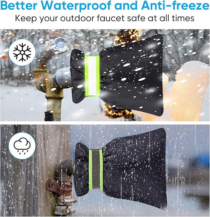 Outdoor Faucet Covers for Winter, 15 Pack Pro 6.7" W x 8.3" H Outdoor spigot covers winter insulated Freeze Protection hose bib covers Backflow Reusable Waterproof Insulated,Black