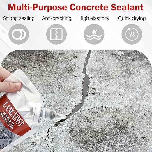 2 PCS Concrete Crack Filler, Cement Crack Repair Sealant, Quick Drying Filler Waterproof Repair Sealant, Weather Resistant Concrete Sealer Outdoor Caulking Glue for Cement-Based Materials