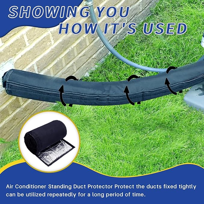 72x10.2 Inch HVAC Line Set Cover, 600D Oxford AC Pipe Insulation for Outdoor, 3-Layer Flexible Copper Tube Insulation Sleeve for Central Air Conditioning and Mini Splits