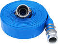 2 inch x 100ft PVC Lay Flat Discharge Hose With Aluminum Camlock C & E Fittings, Cam Lock Fitting, Heavy Duty Reinforced Pump Backwash Hose Assembly