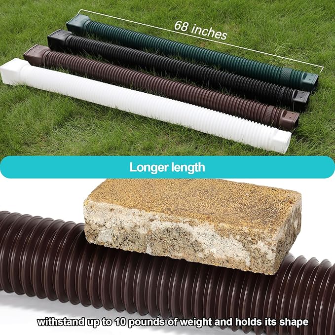 Brown 2-Pack Rain Gutter Downspout Extensions Flexible, Drain Downspout Extender,Down Spout Drain Extender, Gutter Connector Rainwater Drainage,Extendable from 21 to 68 Inches