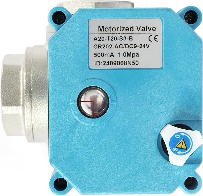 U.S. Solid 3/4" 3 Way Stainless Steel Motorized Ball Valve L Type AC/DC9-24V, Water Shutoff Valve with Manual Function, Standard Port