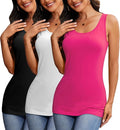 H HIAMIGOS Womens 3 Packs Long Tank Tops Stretchy Cotton Sleeveless Camisole Undershirts Layering Workout Yoga Camis