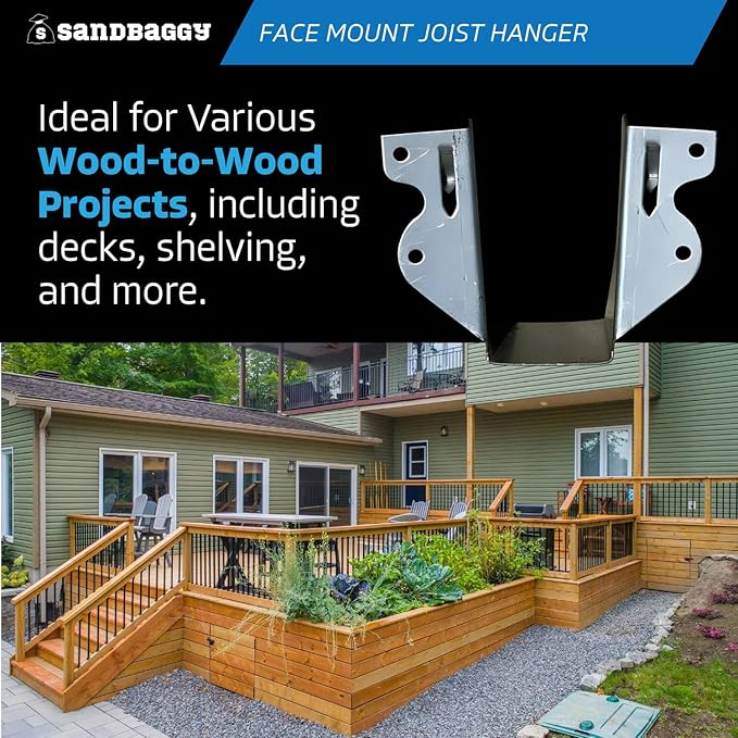Face Mount Joist Hanger for 2x4 Nominal Lumber (Galvanized Steel) - Sandbaggy (2x4, 600, Count)