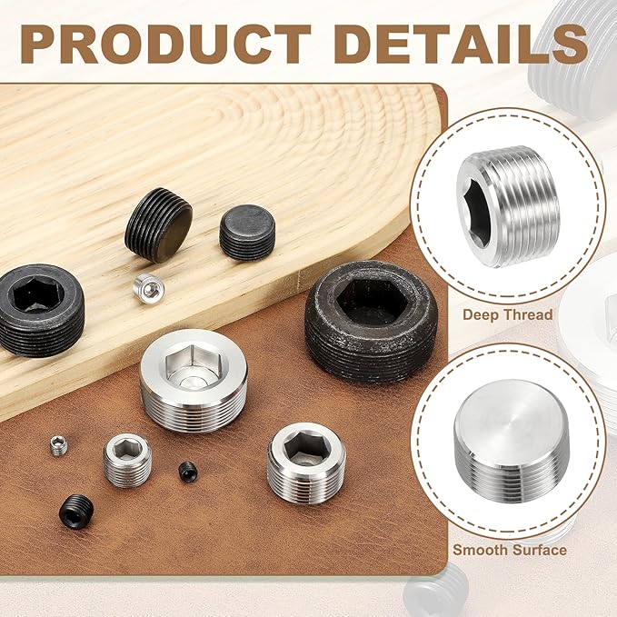 Pipe Plug Stainless Steel Internal Hex Thread Socket Pipe Plug Fitting - Fitting for (Sealing Port - Air Tanks - Water Outlets) 1 Inch NPT Male