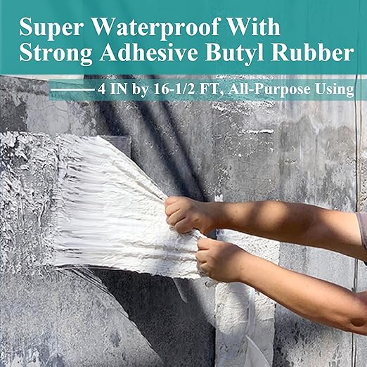 Super Waterproof Butyl Tape and Patch for Seal Repair, Adhesive Duct Tape with Aluminium for Pool Metal RV Roof Pipe Awning Hose Window, 4 in by 16-1/2 FT