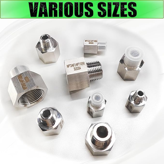 Reducer Adapter Fitting, 1/4" NPT Female x 1/8" NPT Male Reducing Pipe Connector 304 Stainless Steel Reducer Adapters Pipe Fittings (1/4" Female x 1/8" Male)