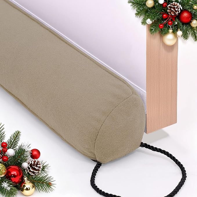 hyha 38 Inch Door Draft Stopper, Blocks Hot Cold Air with Removable Washable Cover, Gaps Up to 3 Inch, All-Season Noise and Wind Seal, Under Draft Stopper for Bottom of Door Window, Taupe