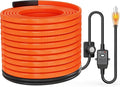 Heat Tape for Water Pipes with Thermostat & GFCI, Energy-Saving Pipe Heating Cable, Prevents Freezing, Works at -22℉, 100FT Orange, UL ETL Listed 120V