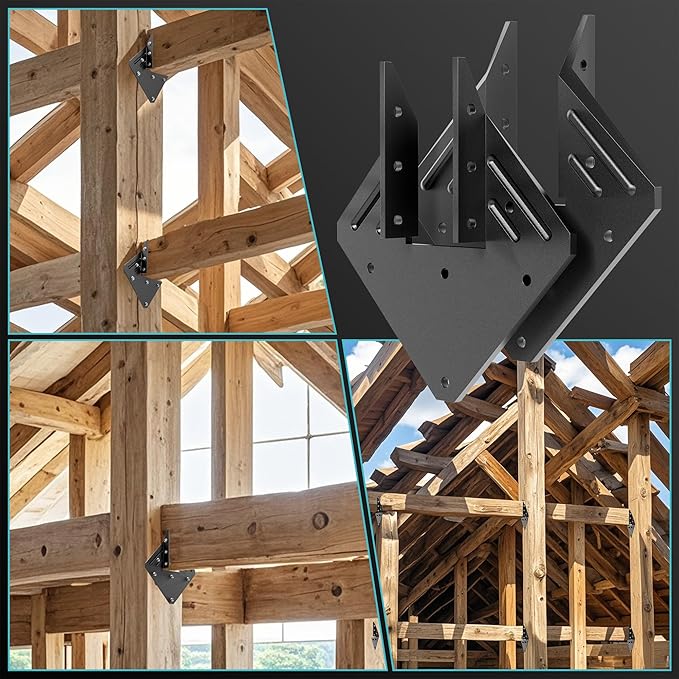 20 pcs Hurricane Ties for Rafters,Heavy Duty Black Hurricane Straps,13-Gauge Rafter Tie Brackets Connectors,Hurricane Clips for Roofing Trusses Wood Timber,Seismic Joist Hangers,Roof Brackets