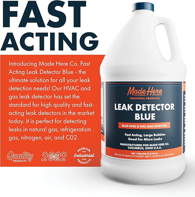 Leak Detector Blue Refill Bottle - Fast Acting, All-Purpose Leak Detection for High & Low Temperature Applications in Gas & C02 Systems (1 Gallon)