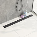 Neodrain 32-Inch Linear Shower Drain,with 2-in-1 Flat & Tile Insert Shiny Black Cover, Rectangle Shower Floor Drain, Floor Shower Drain with Adjustable Leveling Feet, Hair Strainer