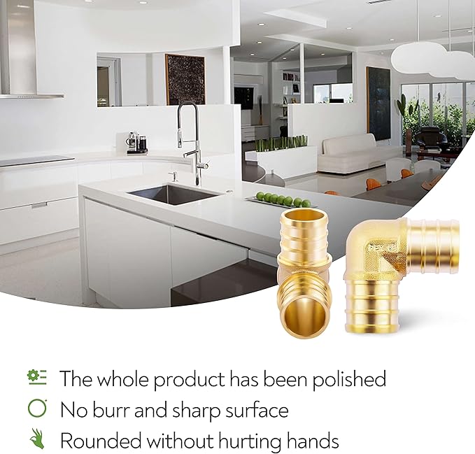 1/2 inch T PEX Tee 1/2" x 1/2" x 1/2" (pack of 8) Lead-Free Brass Barb Crimp Pipe Fitting/Fittings