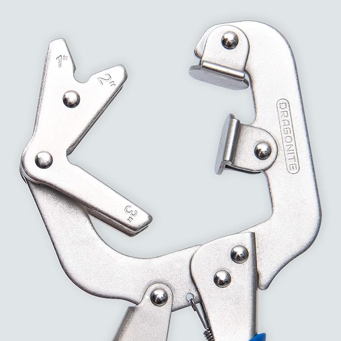 DRAGONITE 10 inch Welding Pipe Plier, Locking C-clamp with Large adjustable V Pads, Fast Release and Ergonomic Grip, Clamping 1”, 2” and 3" three different thicknesse