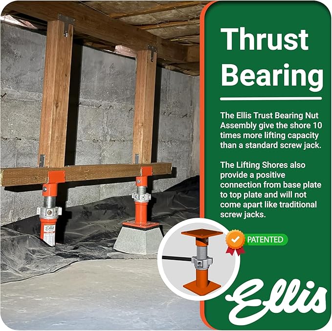 ELLIS Heavy-Duty Adjustable Steel Shore – House Jack for Permanent or Temporary Foundation Support, Beams, and Structural Repair – 52,000 lb Safe Load Capacity – 13"-20" Adjustment