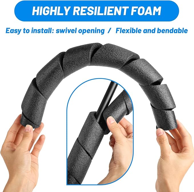 6 Pack Pipe Insulation Foam Tube, 15.7" Black Foam Pipe Covers Multi-Purpose Soft Tubing for Outdoor Indoor Swimming Pool Handle Water Pipe AC Uint