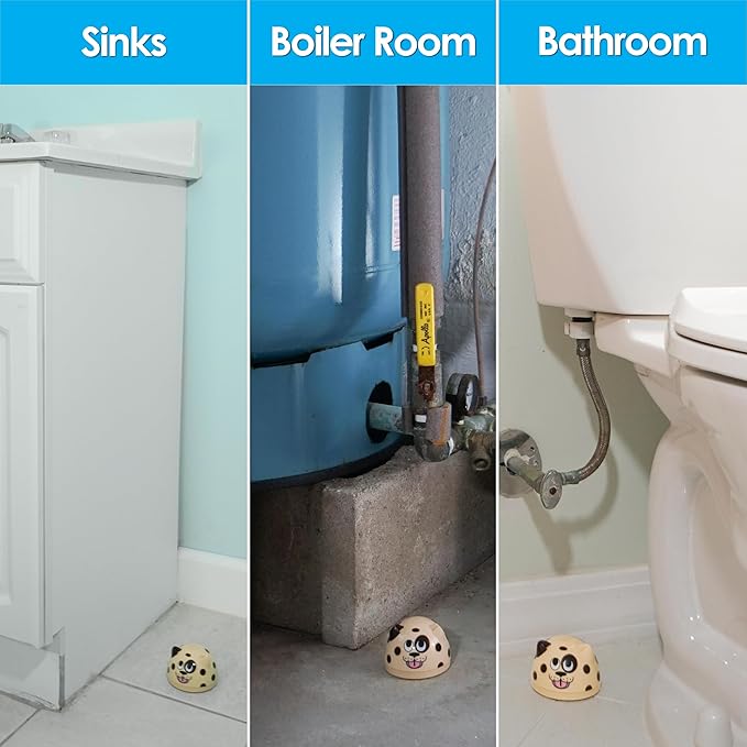 Water Leak Detector and Alarm-The Original LeakPuppy 3PK- Electronic Flood Detector for Kitchen & Basement-1/32 Liquid Sensor-Beeps Loudly on Overflows Plus Low Battery-Xmas Gift for New Homeowners