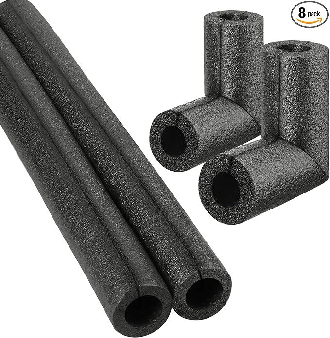 8 Pack Elbow Pipe Insulation Foam Tube Outdoor Wrap Black Pipe Covers Elbow Insulation Tubing Water Foam Covers for Outdoor Winter Irrigation, Sprinkler (3/4 Inch)