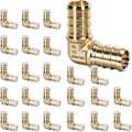 PEX Fittings 1/2 Inch, 24PCS Elbow Lead-Free Brass Connectors for PEX B Pipe, NSF UPC Certified, ASTM F1807, Compatible with Crimp/Clamp Rings (Hot/Cold Water, Hydronic Heating)