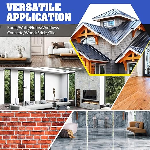 Transparent Waterproof Coating, 70oz Clear Waterproof Sealant - Concrete Crack Sealant for Roofs, Walls, Wood & Terraces - Indoor/Outdoor Flexible Water-Based UV-Resistant Crack-Proof Protection