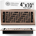 Floor Register 4x10 Vent Cover – Heavy-Duty Steel, Rustproof & Walkable Grates, Easy Drop-in Install, Adjustable Air Supply Switch - Decorative Herringbone Design, Satin Bronze