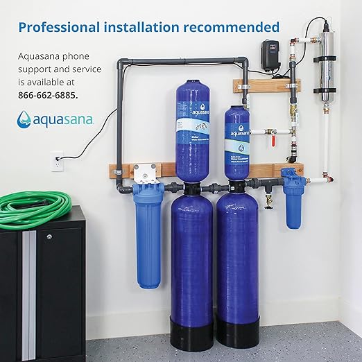 Aquasana Whole House Max Flow Water Filter | 1,000,000 Gallons | Salt-Free Softener Alternative | Carbon & KDF | Long-Lasting Pre-Filter | Reduce 97% Chlorine, Sediment & Scale | Rhino WH-1010-CT-LM