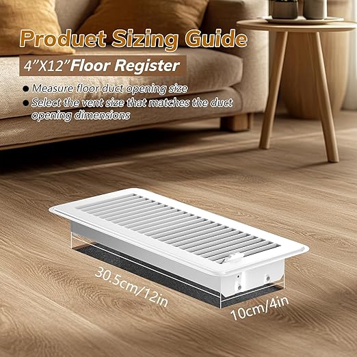 12Pcs Floor Vents Floor Registers 4x12 Inch, Heavy Duty Metal Hot Air Vent Covers 4x12 Inch with Rust-Proof Finish for Home Heater Floor Vent Grilles and Vents