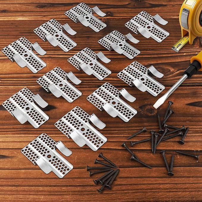 12pcs Drywall Repair Clips, Stainless Steel Wall Patch Clips with 24 Screws, Fits 1/2" Panels, for Damaged Walls Repairing