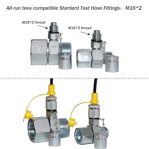 XZT 70DC Hydraulic Pressure Test Coupling Kit,Pressure gauges Set,Test Hose,BSPP ORFS JIC Hydraulic Swivel Run tees Set Repair Tools for Most Excavator Construction Machinery