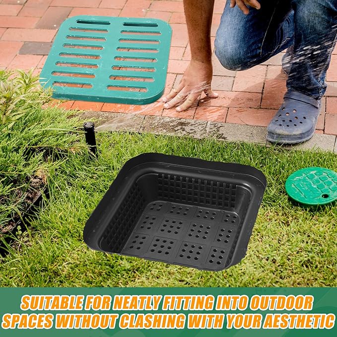 Catch Basin with Grate 15 x 15 x 15 Inch Square Large Catch Basin for Drainage with Debris Basket French Drain Without Reserved Hole for Yard, Downspout, Lawn, Municipal Pipeline