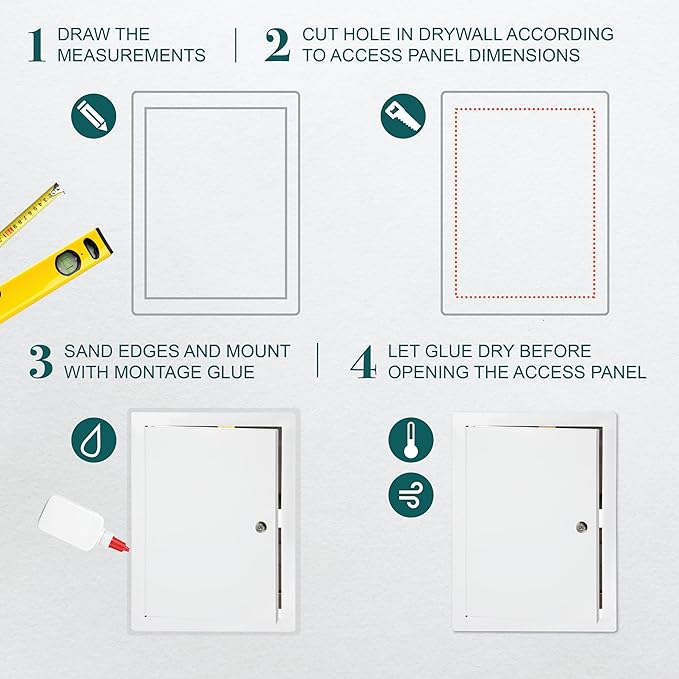 10" x 14" Lockable White Metal Access Door. Service Shaft Panel with Key for Plumbing, Electricity, Heating, Alarm. Bathroom Access Hole Cover