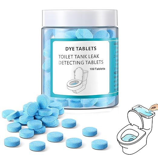 Demissle 100 Pcs Toilet Leak Detection Tablets, Blue Dye Tablets with Storage Bottle, Detect Silent Tank Leaks, Water Tracer Dye for Bathroom Toilets Detection