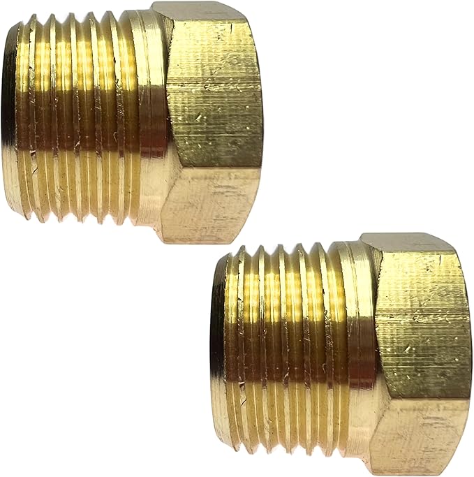 2pcs 3/8" NPT Male x 1/4" NPT Female Brass Reducer Hex Bushing Threaded Fitting Adapter by CX WONDERLAND