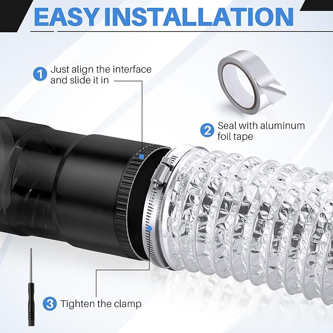 Dreyoo 6 Pack 4" Flexible Dryer Vent Hose, 3 Ft Heavy Duty Aluminum Dryer Exhaust Hose, Thick(6-ply) Foil Insulated Ducting Kit with Clamps, Aluminum Foil Tape, Screwdriver, Indoor Outdoor