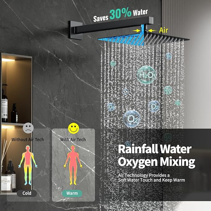 SR SUN RISE 10 Inches All Metal Bathtub Faucet Set Shower System with Tub Spout Square Rain Shower Head and Handheld Combo Shower Fixtures, Modern Valve and Trim Kit, Matte Black