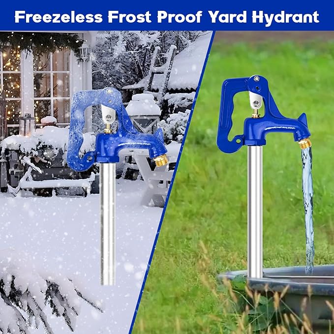 4.25FT Frost Proof Yard Hydrant,Freezeless Frost Free Outdoor Water Hydrant,3/4"Pipe Connection,Total Length 4.25ft,24’’Bury Depth,for Yard, Garden, Pasture Irrigation,Reliable Water Supply