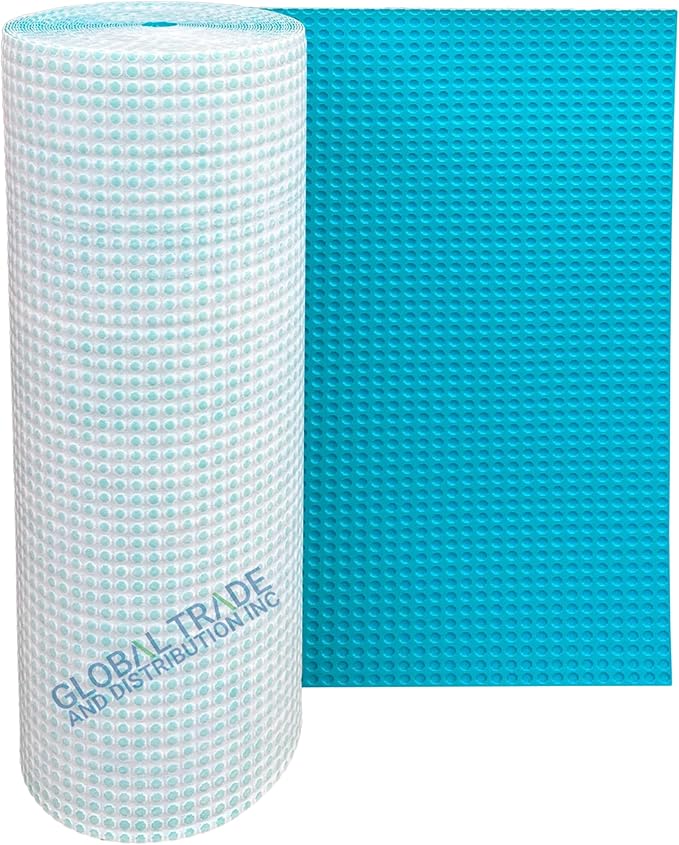 Uncoupling Waterproofing Membrane Roll, 323 Sq Ft (3.3 Ft x 98.5 Ft), 1/8'' Anti-Fracture Mat, Crack Isolation Flooring Underlayment for Bathroom Floor Tile, Subfloor