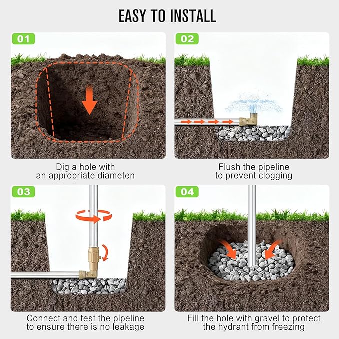 GALAX PRO 4.25FT Frost-Free Yard Hydrant, Freeze Proof Outdoor Faucet with 3/4" Pipe Connection, 24" Bury Depth, No Lead -Perfect for Yard, Garden, Farm, Pasture Irrigation & Drinking