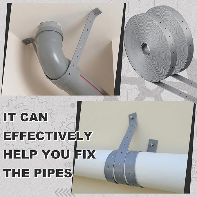 3 Roll Plastic Hanger Strap 3/4 Inch x 50 Feet Reinforced Flexible Heavy Duty Strong Support Hanger Strap for Pipe & Ducts Securing in Plumbing & HVAC, Total 150ft