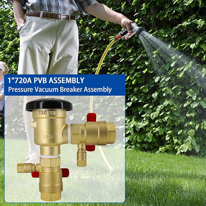 3/4" 720A Pressure Vacuum Breaker Assembly,Brass Irrigation Backflow Preventer Valve for Lawn Irrigation System, Garden Sprinkler, Outdoor Water Line, Anti-Siphon Protection MAX 400PSI