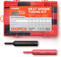 Heat Shrink Tubing Kit - 3:1 Ratio - Adhesive Lined - Wire Shrink Wrap Tubing - Waterproof Marine Grade Shrink Tube - 200 PCS - Black, Red