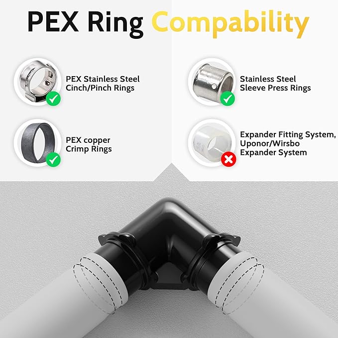 VINTEX 1/2" polyphenylene sulfide (PPSU) Pex Elbow Fitting Set,including 30 Pcs 90-degree Elbows.Suitable for Plumbing systems.No Lead material,1/2 Inch Pex Elbow,30 Pcs